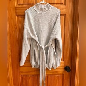 Free People Light Gray Women's Sweater with Tie